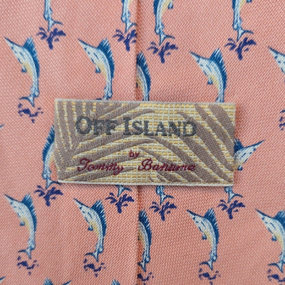 Vintage Tommy Bahama Off Island Marlin Tie Peach Flamigo Pink 4" x 58"